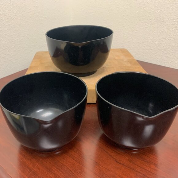 BOWLS - Vintage Copco Nesting Bowls black Set Of 3 Melamine Non-Skid Bottom - Picture 8 of 14